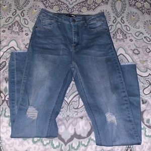 High waisted skinny jeans